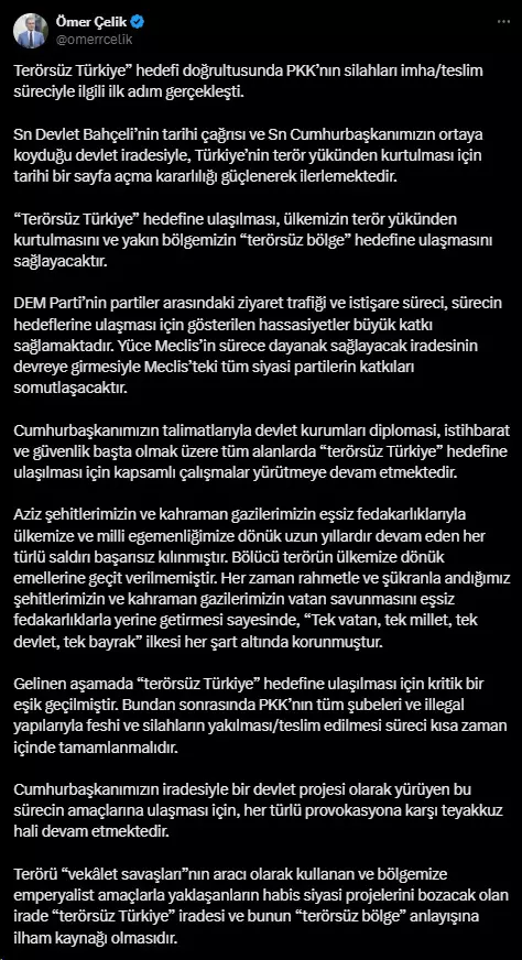 Pkk Silah Bıraktı, Ak Parti’den İlk Açıklama “Kritik Eşik Aşıldı” (2)