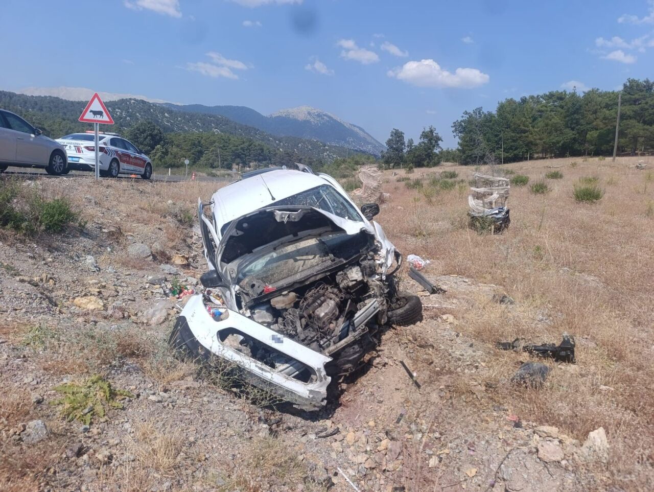 Şarampole Uçan Hafif Ticari Aracın Sürücüsü Yaralandı (4)