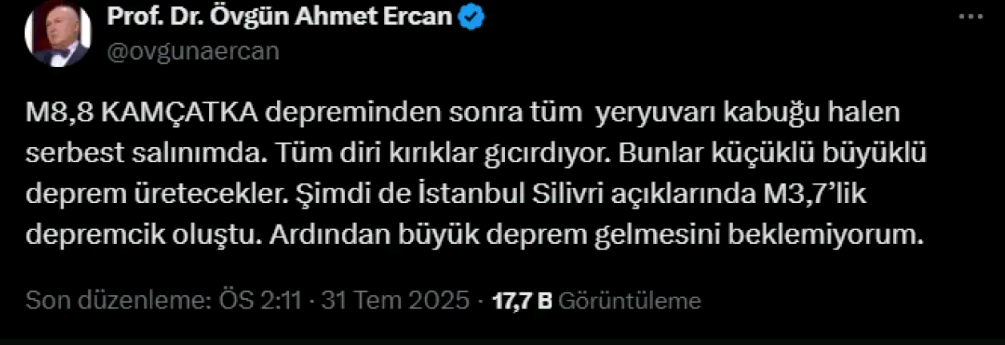 Silivri'deki Depremin Sinyali Rusya'dan Geldi Prof. Dr. Ahmet Ercan’dan Çarpıcı Açıklama (2)