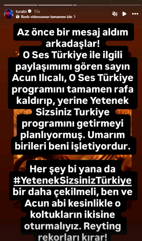 Turabi’den Acun Ilıcalı’ya Sert Gönderme “O Ses Türkiye Koltuğuna Otururum” (2)