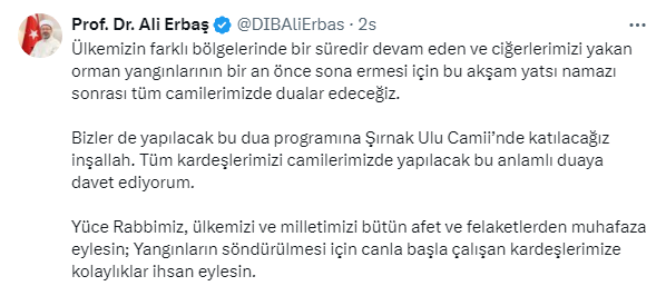 Yatsı Namazı Sonrası Dualar Orman Yangınlarının Sona Ermesi İçin Yükselecek-1