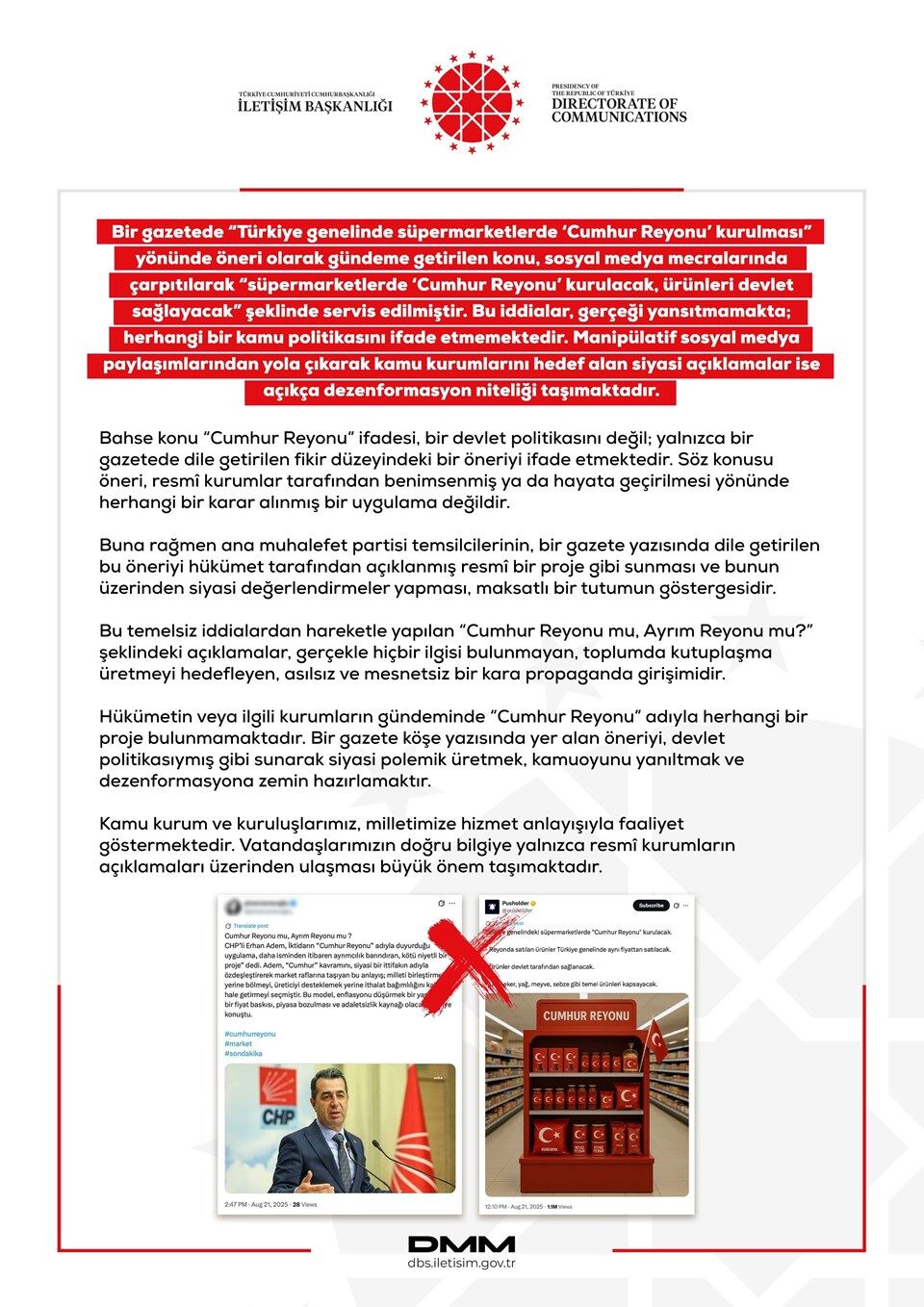 Dmm’den “Cumhur Reyonu” Açıklaması (2)