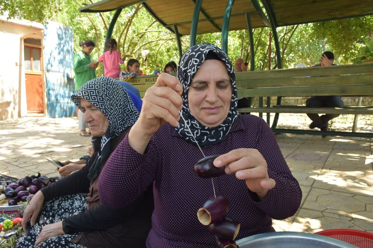 Gaziantep’te Kadınlar İmece Usulüyle Kurutmalık Hazırlıyor (4)
