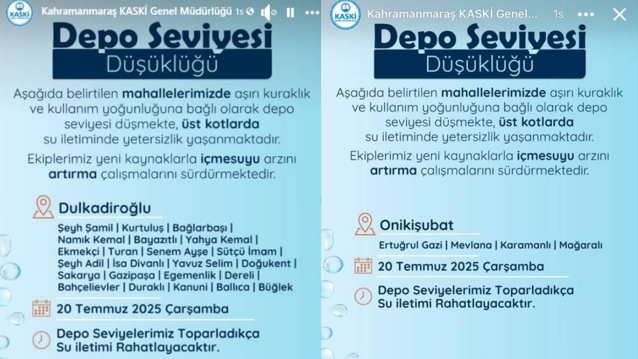 Kahramanmaras Kaski Su Kesintisi