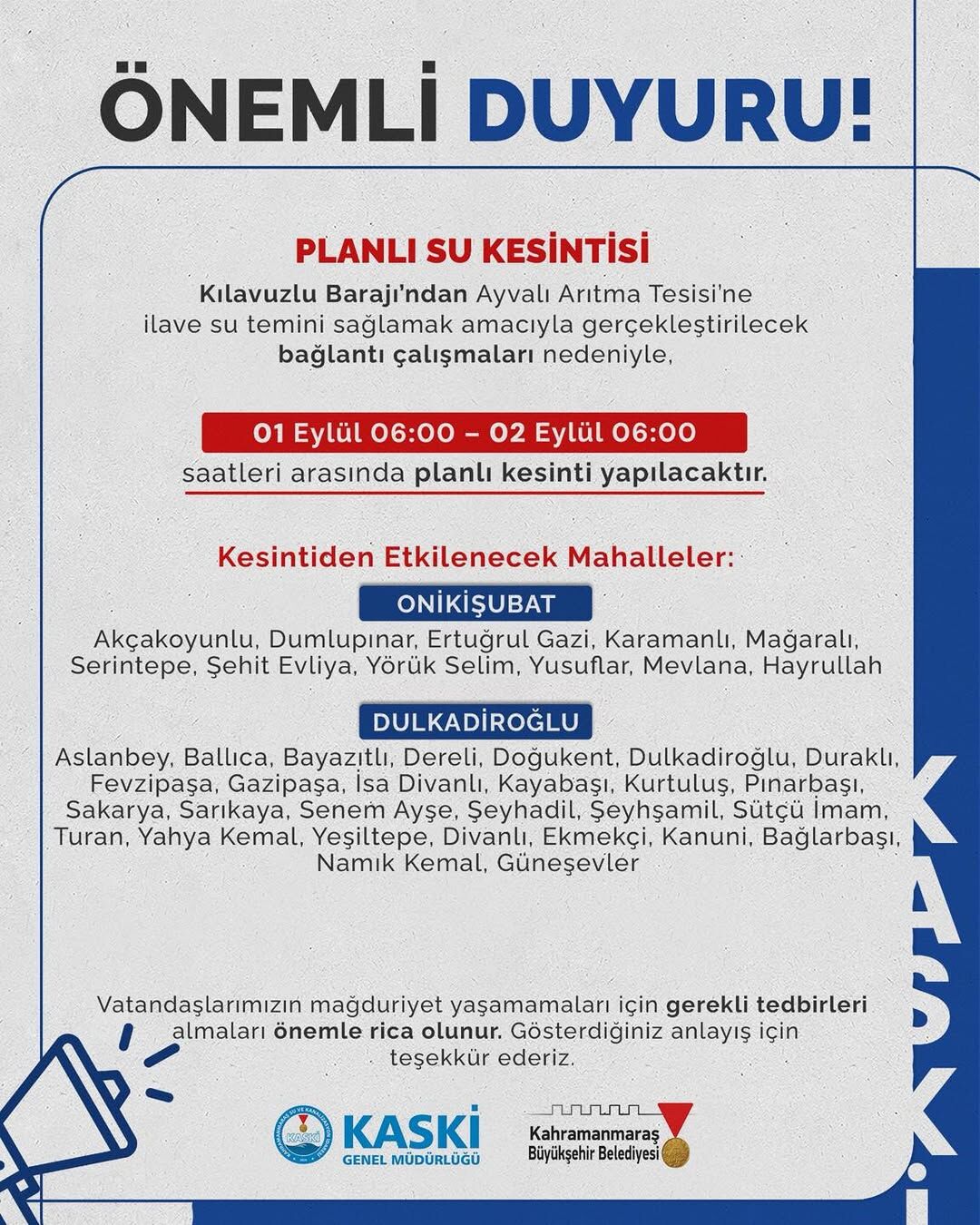 Kahramanmaraş’ın Içmesuyu Geleceğini Güvence Altına Almak Için Kritik Bir Adım Daha Atılıyor!Ger