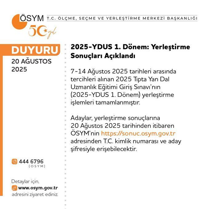Ydus 2025 Yerleştirme Sonuçları Açıklandı