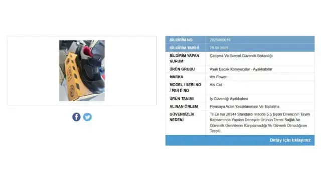 Bakanlık Satışını Yasakladı Ats Power İş Ayakkabıları Piyasadan Toplatılacak