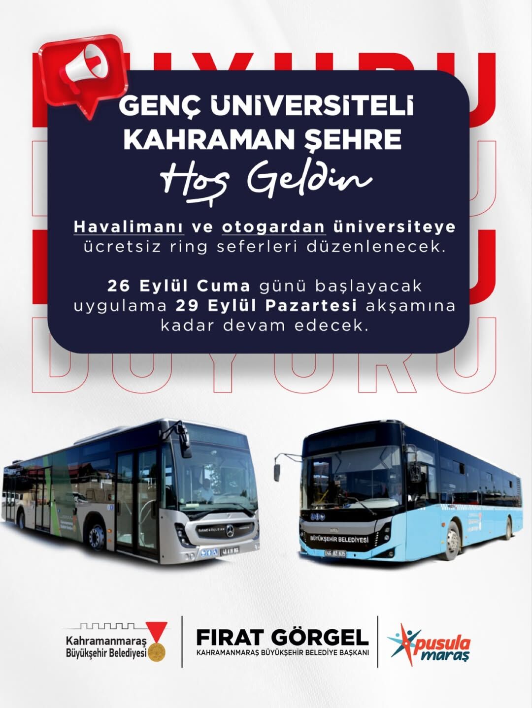 Kahramanmaraş’ta Yarından İtibaren Öğrenciler Ücretsiz Taşınacak (2)