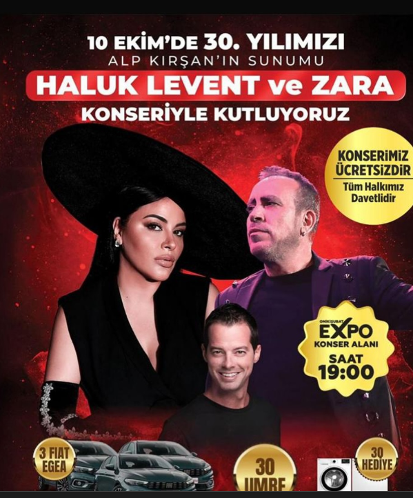 Alp Kırşan, Haluk Levent Ve Zara Kahramanmaraş’ta Ücretsiz Konser Verecek
