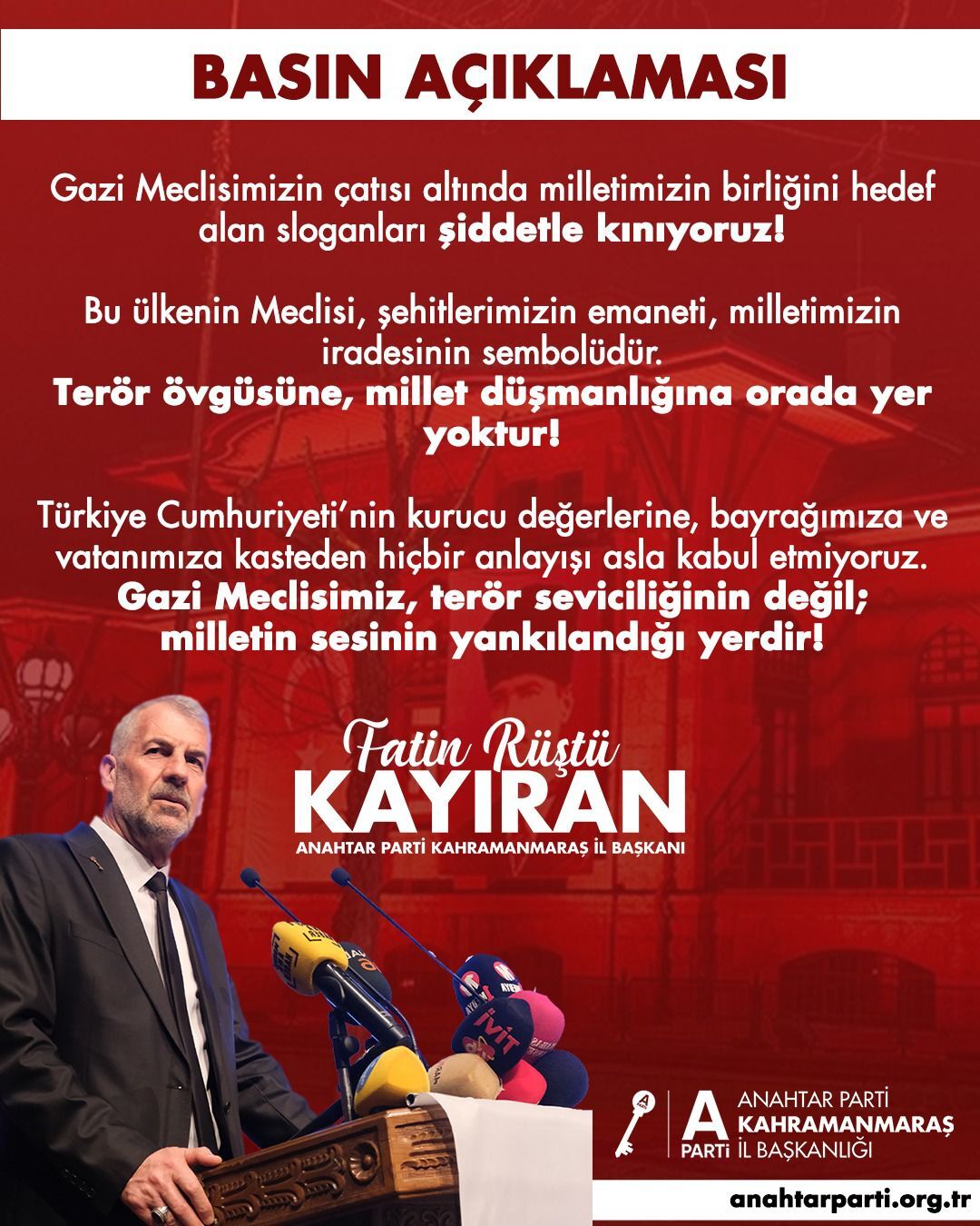 Kahramanmaraş İl Başkanı’ndan Tbmm Uyarısı (1)