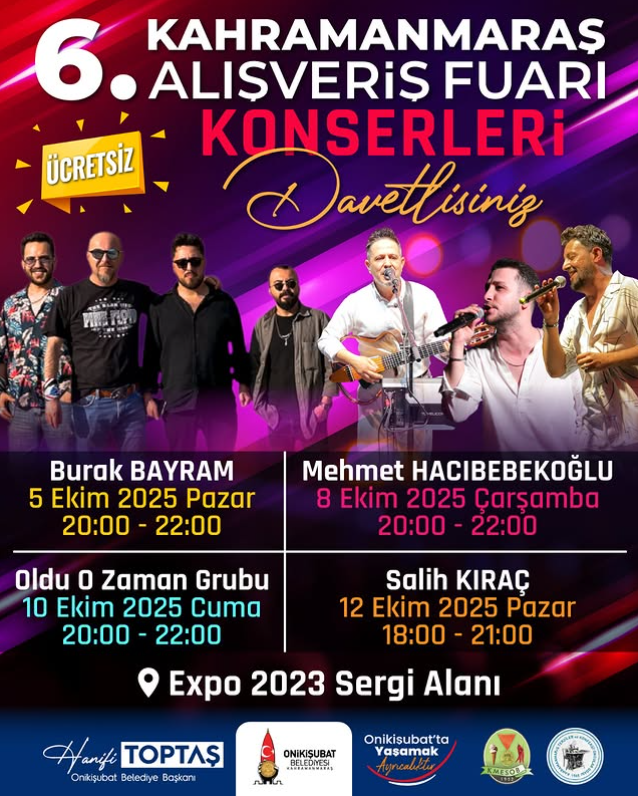 Kahramanmaraş’ta Alışveriş Fuarının Konser Takvimi Açıklandı