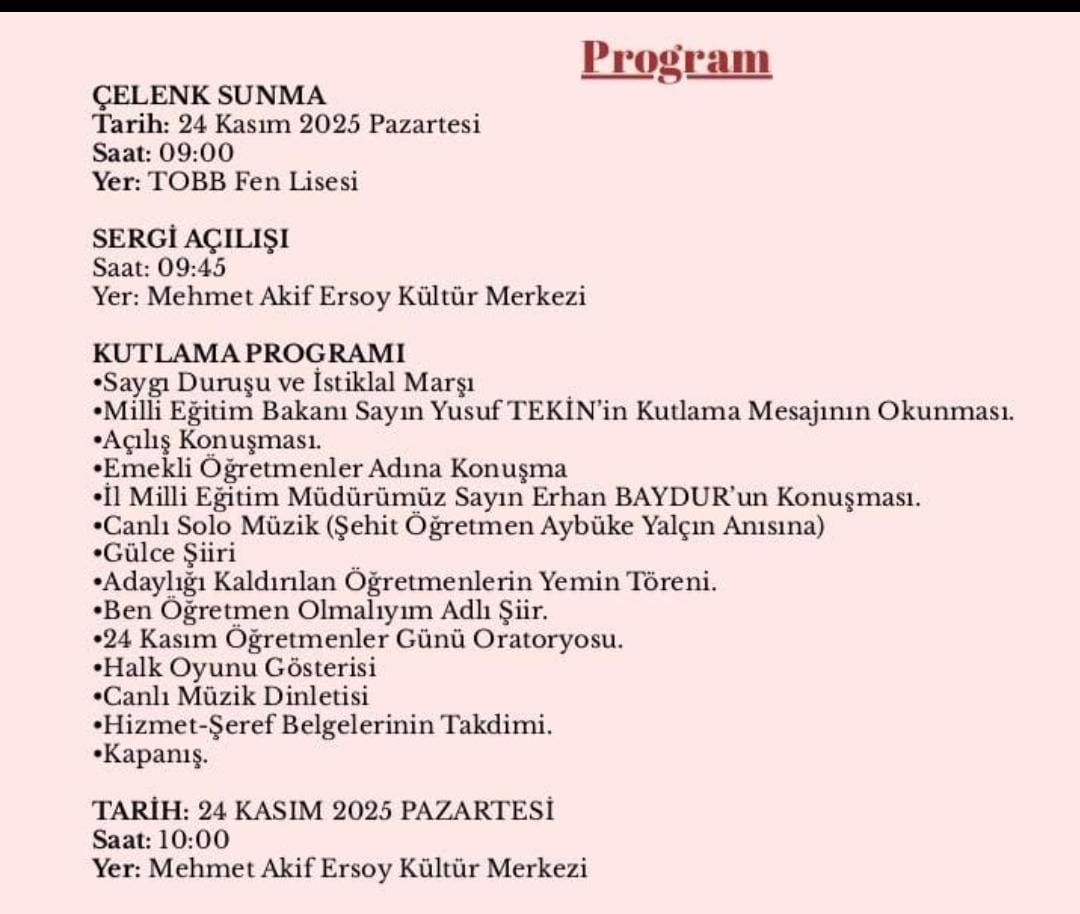 Kahramanmaraş’ta 24 Kasım Öğretmenler Günü Etkinliklerle Kutlanacak