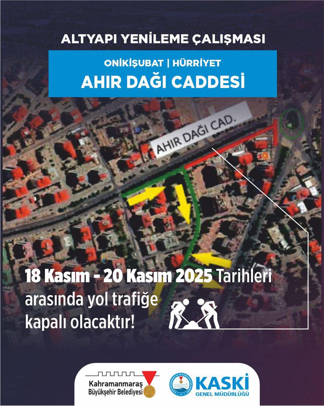 Kahramanmaraş’ta Altyapı Ve Asfalt Çalışmaları Nedeniyle Önemli Yollar Trafiğe Kapatıldı (1)