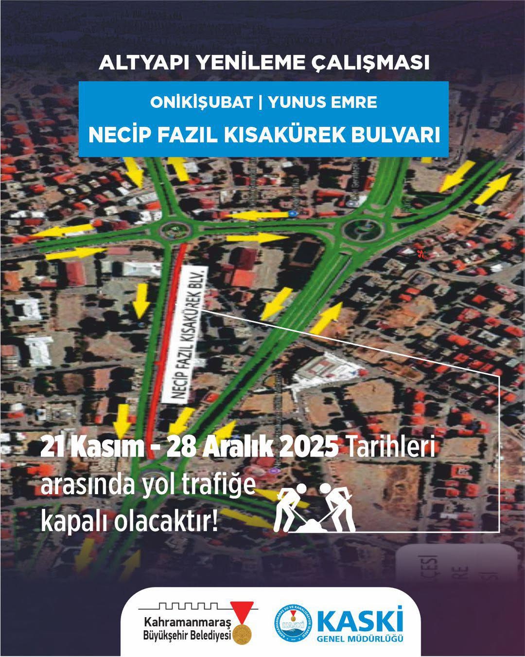 Kahramanmaraş’ta Necip Fazıl Kısakürek Bulvarı Trafiğe Kapatıldı (1)