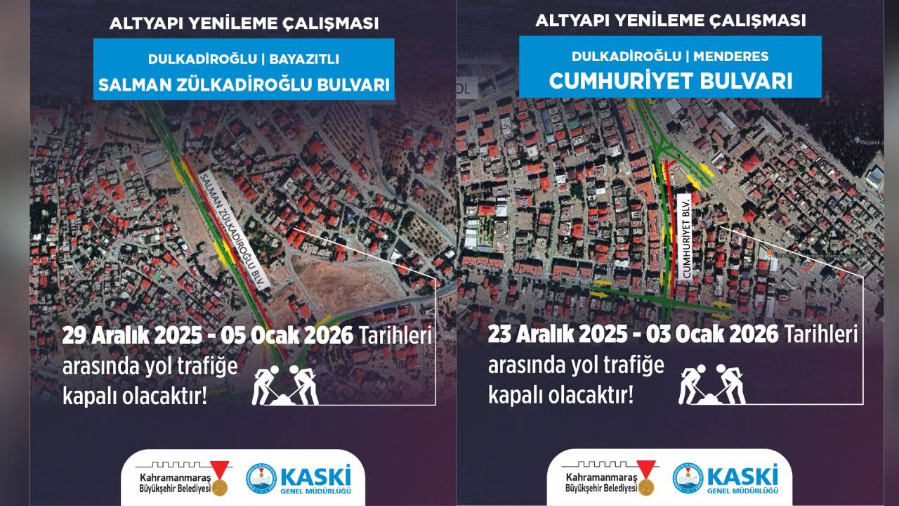 Kahramanmaraş'ta Bazı Yollar 21 Ocak'a Kadar Trafiğe Kapalı