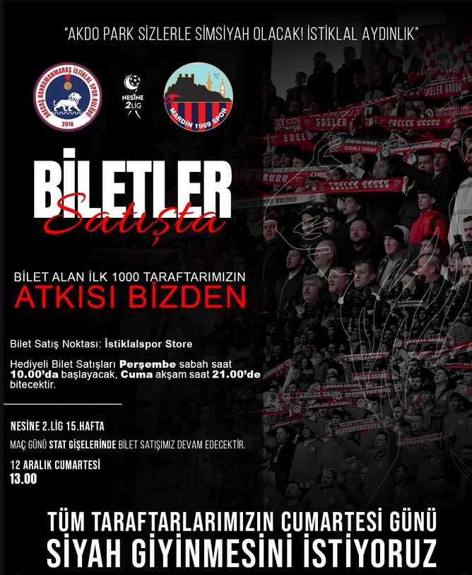 Kahramanmaraş’ta Tribünler Simsiyah Olacak İstiklalspor’dan Hediye Atkı Müjdesi-1