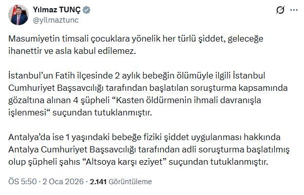 Fatih’te 2 Aylık Bebeğin Ölümüyle Ilgili 4 Kişi Tutuklandı
