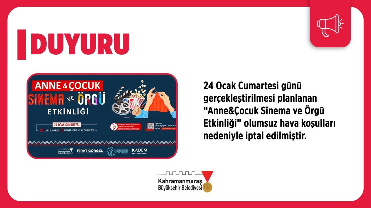 Kahramanmaraş’ta Anne Ve Çocuk Etkinliği Ertelendi!