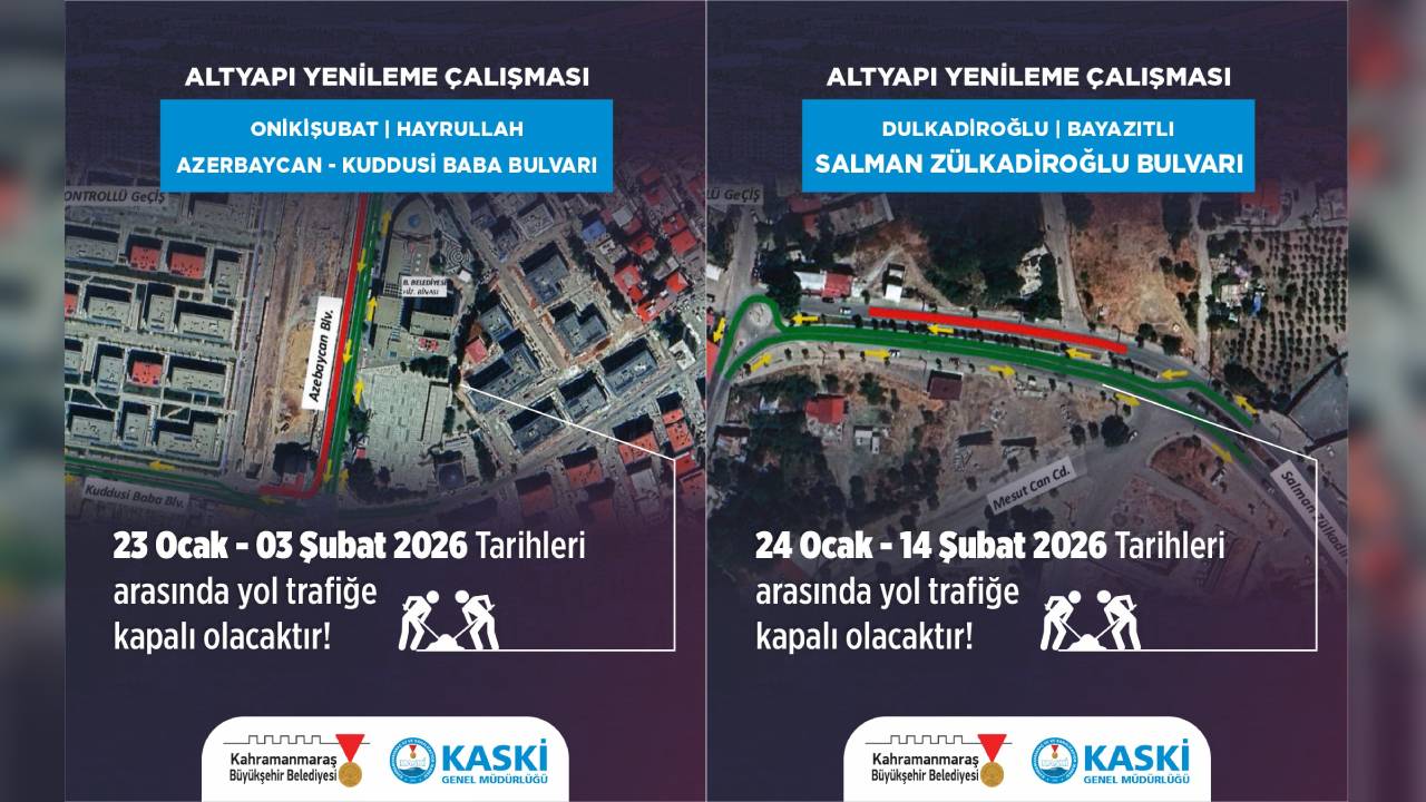 Kahramanmaraş'ta Bazı Yollar 14 Şubat'a Kadar Trafiğe Kapalı Olacak