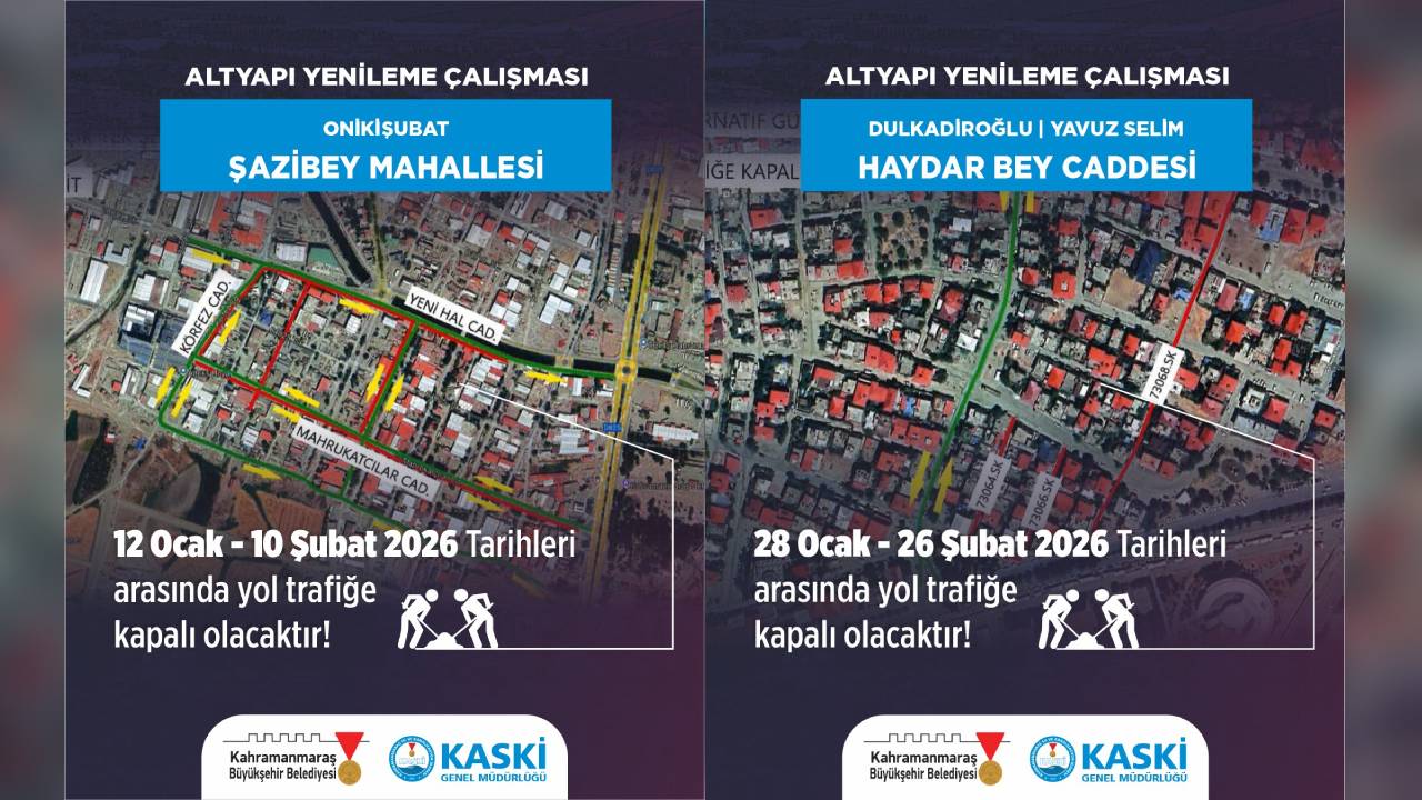 Kahramanmaraş'ta Bazı Yollar 26 Şubat'a Kadar Trafiğe Kapalı Olacak