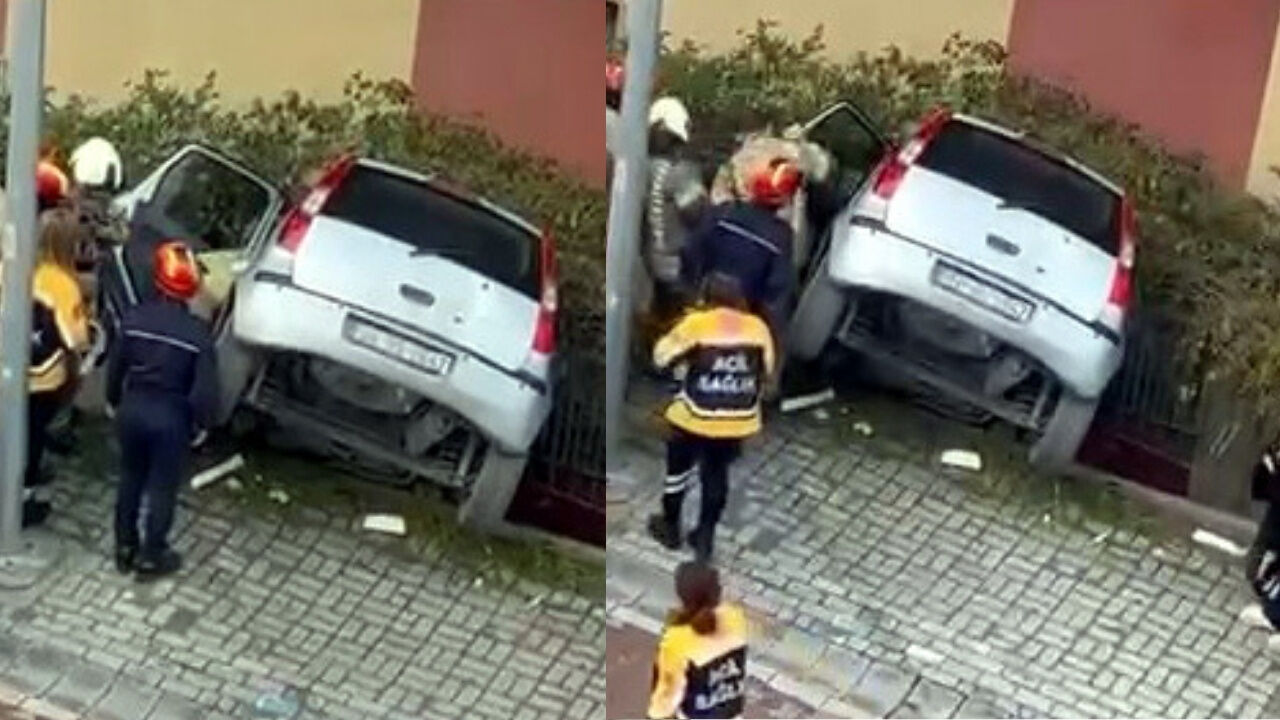Otomobil bina boşluğuna düştü: Fren yerine gaza bastı