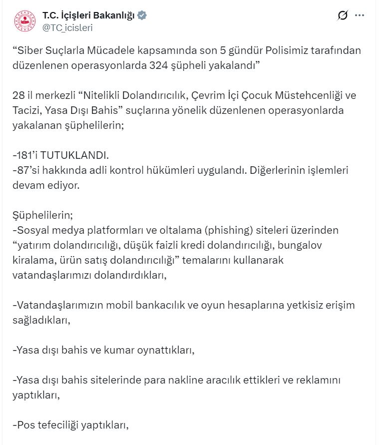 28 Ilde Siber Suç Operasyonu 181 Tutuklama1