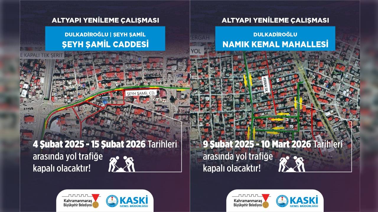 Kahramanmaraş'ta Bazı Yollar 10 Mart'a Kadar Trafiğe Kapalı Olacak