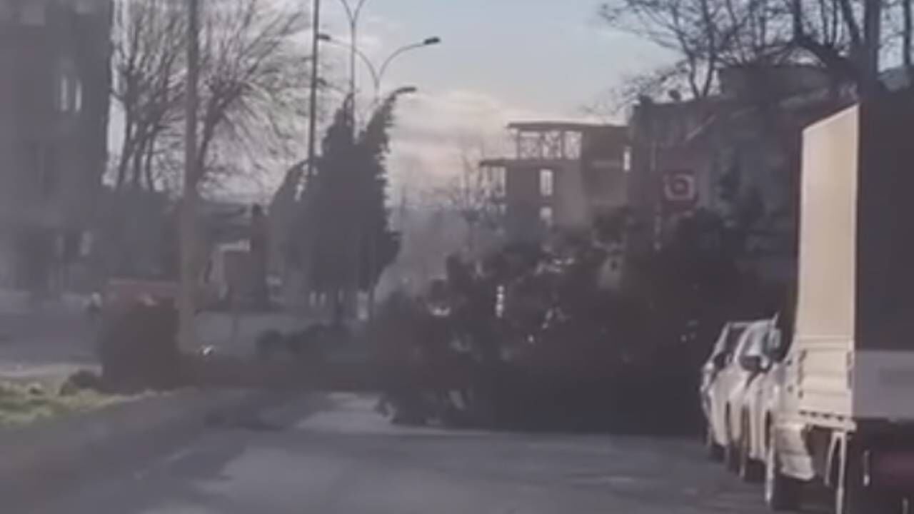 Kahramanmaraş'ta Fırtına Otobüs Durağını Ve Ağaçları Devirdi-1