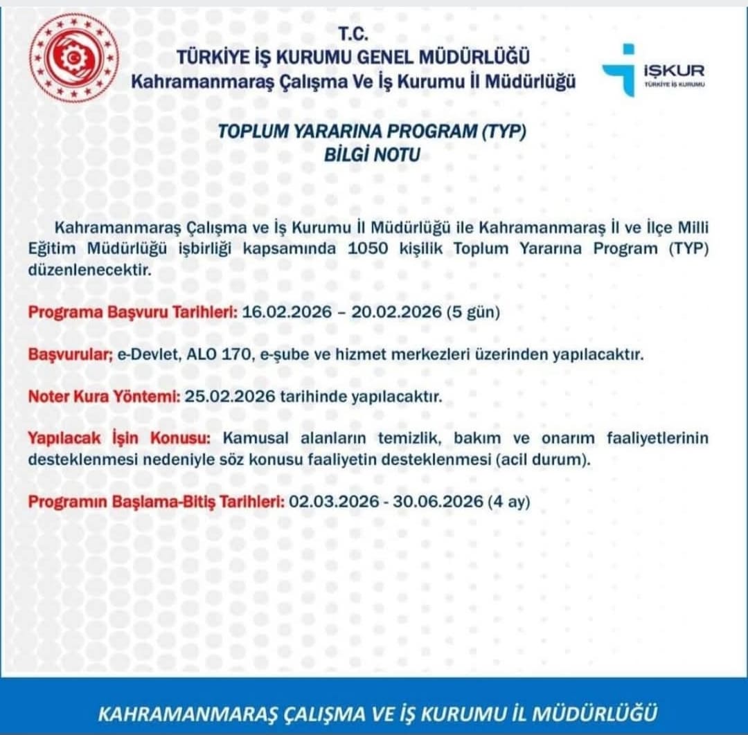 Kahramanmaraş’ta 1050 kişilik TYP personel alımı başvuruları başladı-1