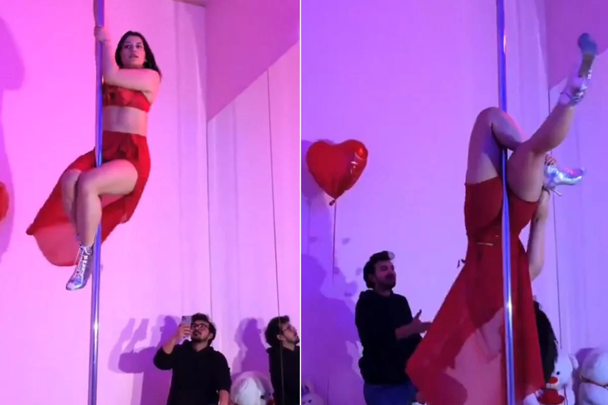 Kadın, direk dansı yaparken eşi tarafından kayda alındı