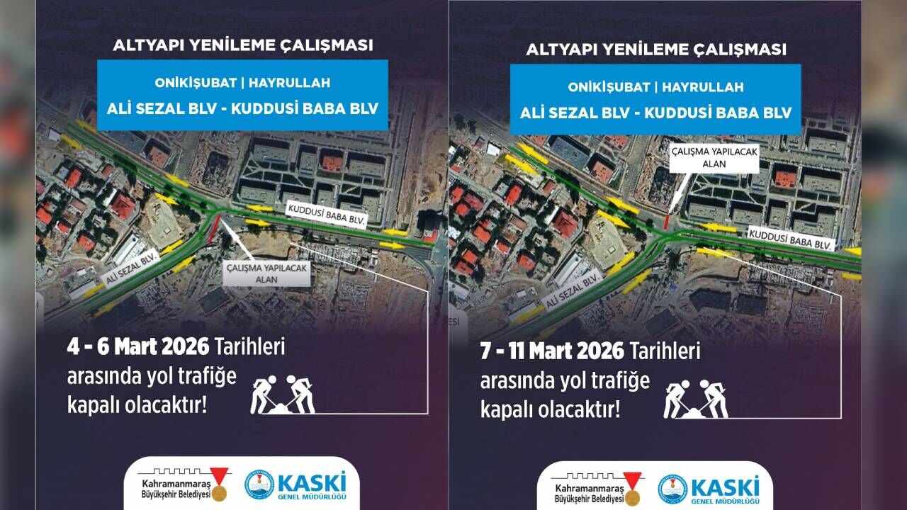 Kahramanmaraşlılar Dikkat! Bu Yol 11 Mart'a Kadar Trafiğe Kapalı-1
