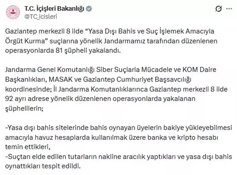8 ilde yasa dışı bahis operasyonu: 81 şüpheli gözaltına alındı-1