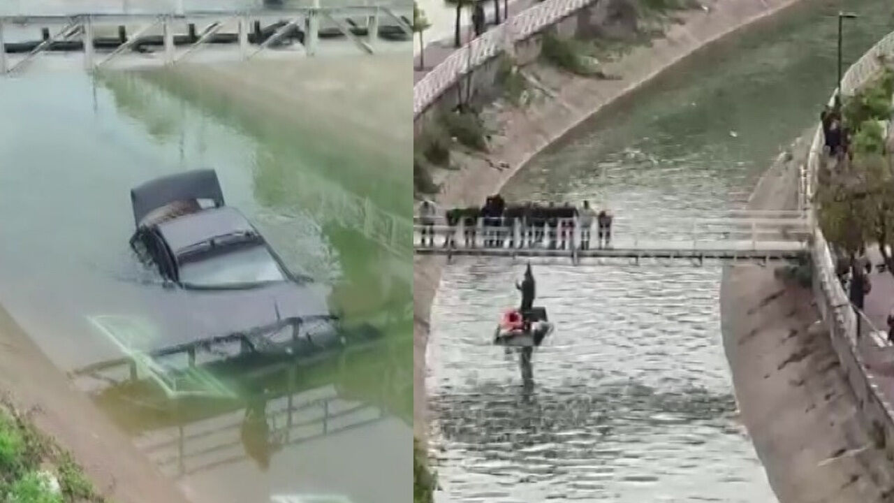 Adana Çukurova’da otomobil sulama kanalına uçtu! Sürücü son anda kurtuldu