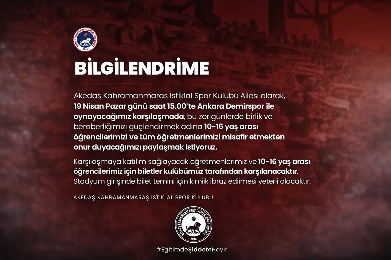 İstiklalspor Öğrenci Ve Öğretmenleri Maça Ücretsiz Davet Etti-1