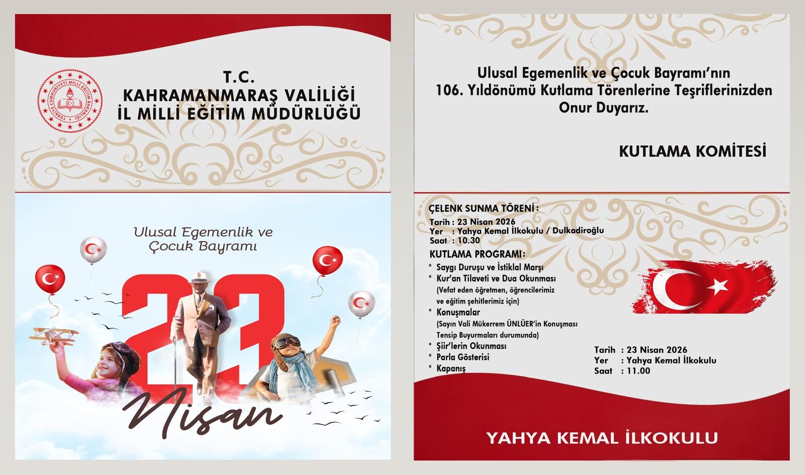 Kahramanmaraş’ta 23 Nisan Programı Belli Oldu İşte Tören Detayları-1