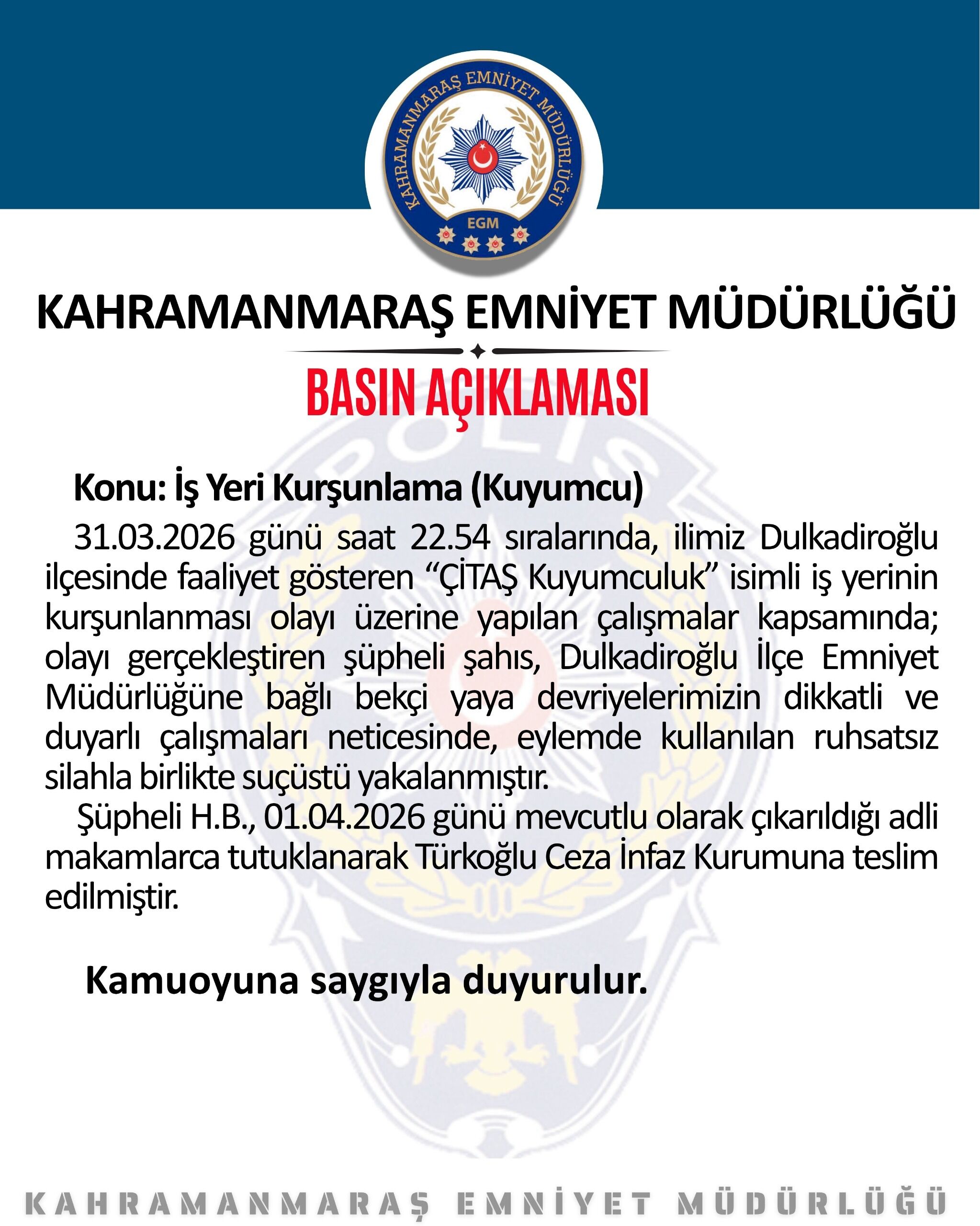 Kahramanmaraş’ta Kuyumcuyu Kurşunlayan Şüpheli Suçüstü Yakalandı-1