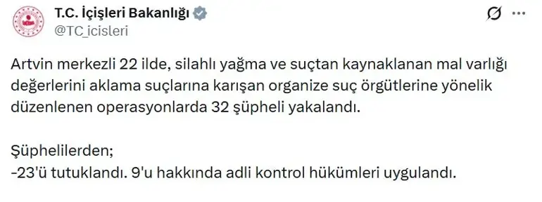 22 ilde 'suç örgütü' operasyonlarında 23 tutuklama-1