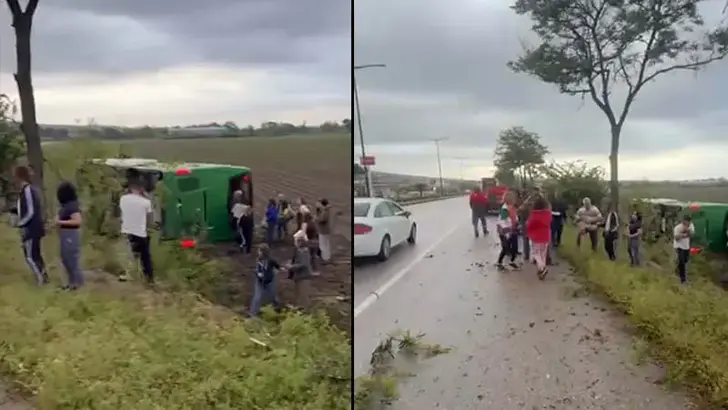 Çanakkale'de otobüs devrildi; 46 yaralı