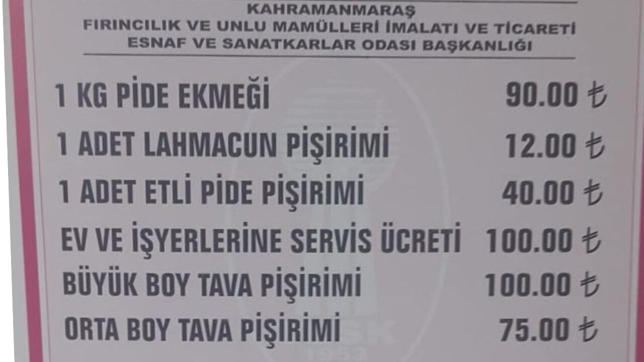 Kahramanmaraş’ta Fırınlardaki Pişirim Ücretlerine Zam Geldi, Yeni Tarife Şaşırttı (2)