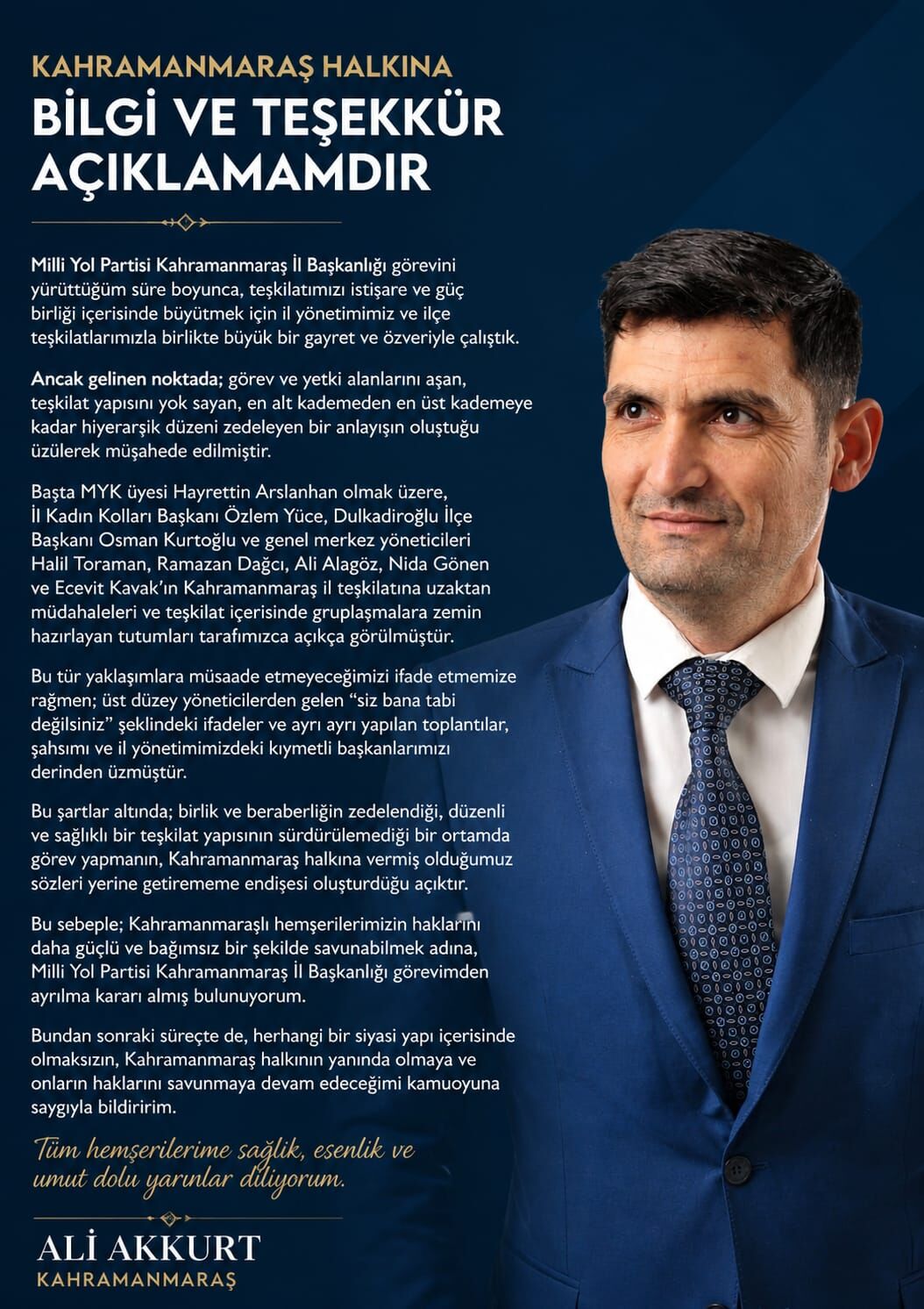 Milli Yol Partisi Kahramanmaraş’ta Toplu İstifa Depremi! İl Yönetimi Görevi Bıraktı-1