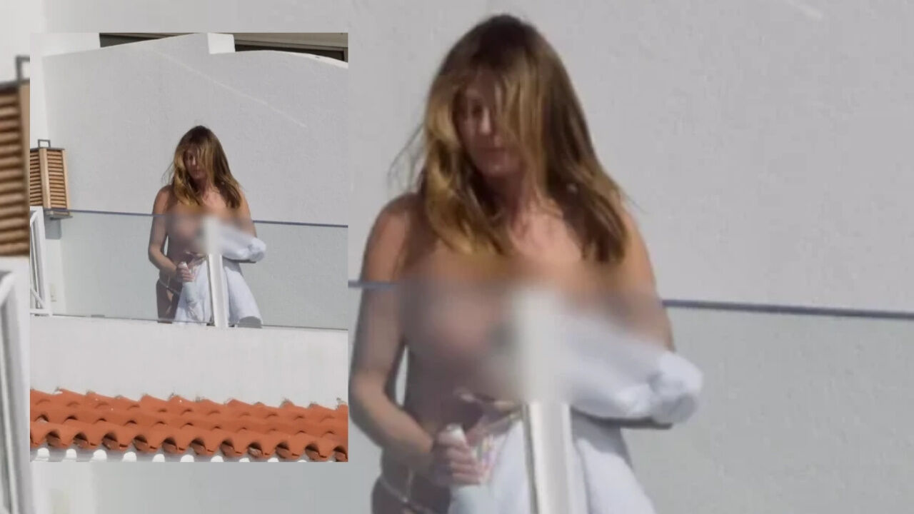 Model ve televizyon yıldızı balkonda üstsüz yakalandı
