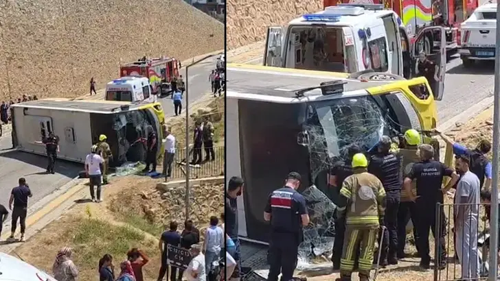 Halk otobüsü devrildi: Çocuğu kurtardı, kendisi ölümden döndü