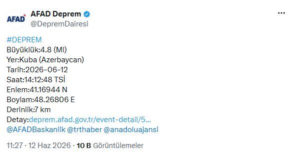 Azerbaycan'da Korkutan Deprem!