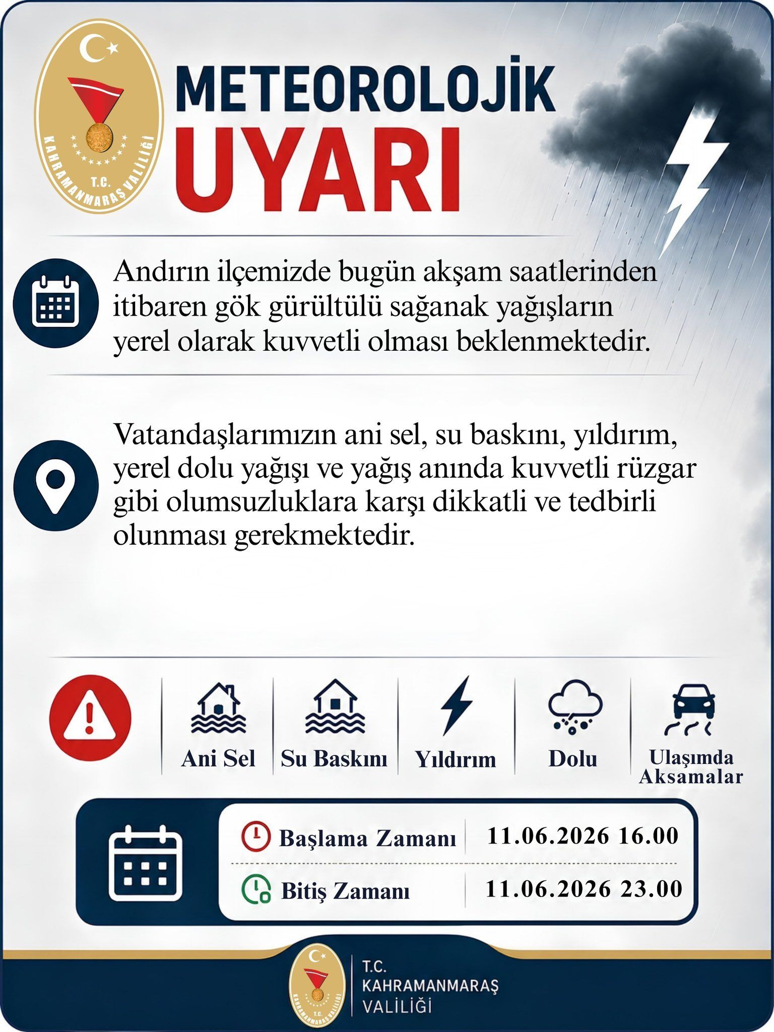 Kahramanmaraş'ta yarın dışarı çıkacaklar dikkat: Sağanak yağış kapıda