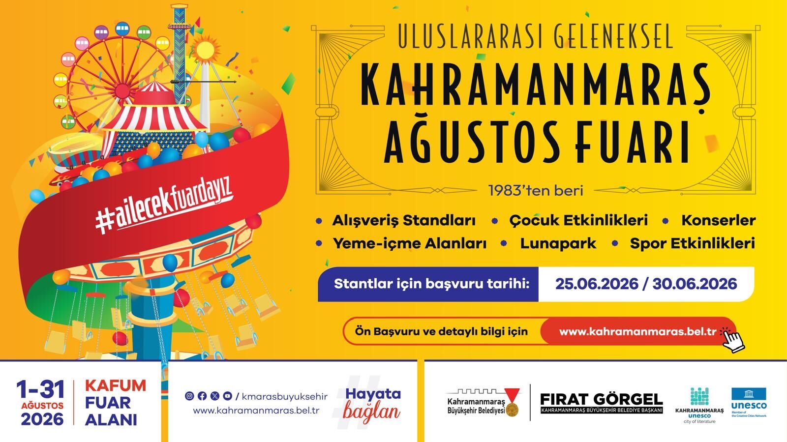 Kahramanmaraş Ağustos Fuarı için başvurular başladı