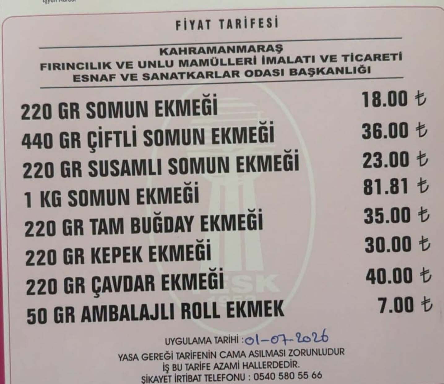 Kahramanmaraş'ta Ekmek Fiyatına Zam! Yeni Fiyat Belli Oldu-1