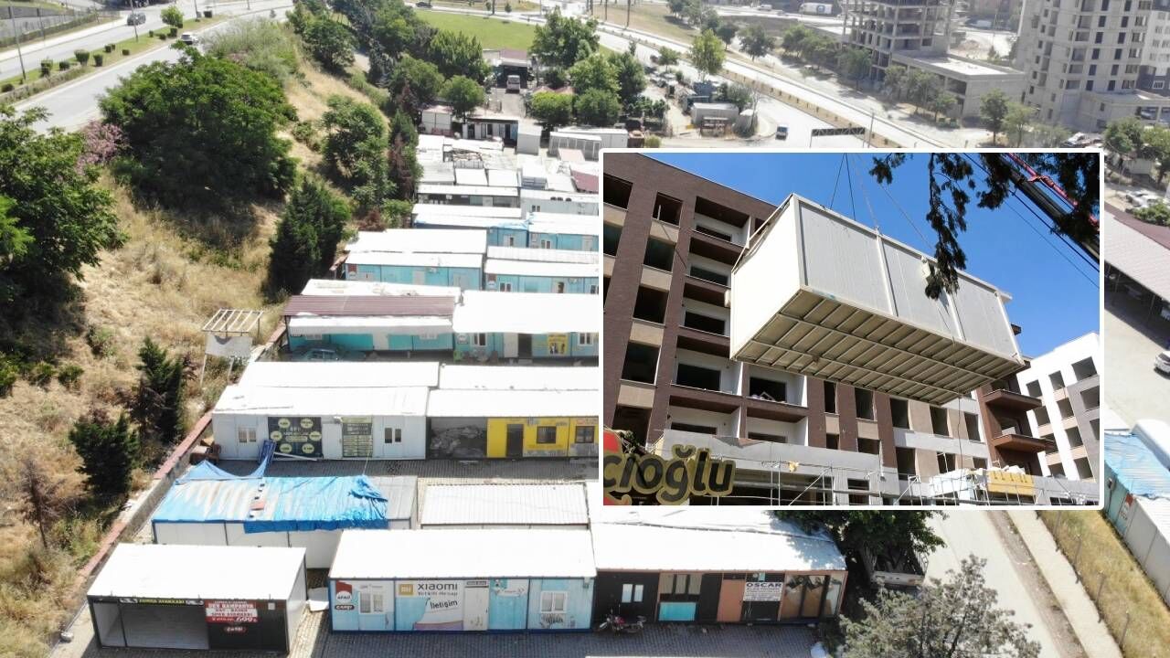 Kahramanmaraş'ta esnafa verilen konteynerler kaldırılmaya başlandı