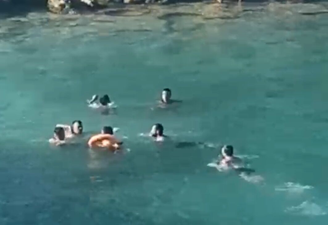 Mersin'de Deniz Ortasında Sopalı Kavga Kamerada