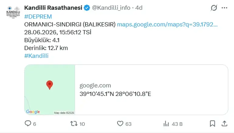 Son Daki̇ka Balıkesir Sındırgı’da Korkutan Deprem