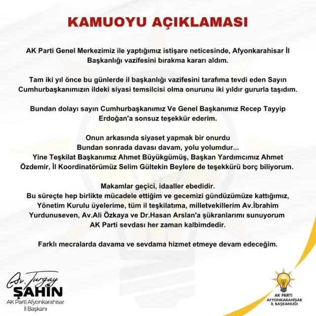 Ak Parti'de İl Başkanı Ile Belediye Başkanı İstifa Etti (1)
